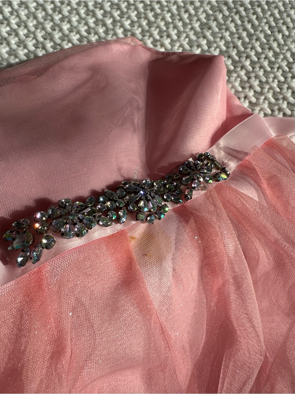 Rare Editions Pink and Coral Layered Tulle Formal Dress - Picture 5 of 7